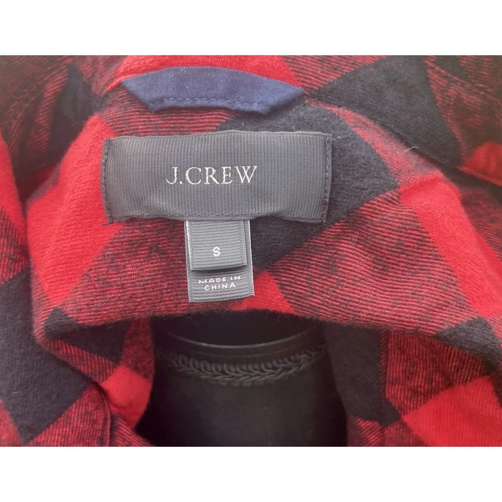 J.Crew Buffalo Plaid Jacket Womens Small Red Black‎ Flannel Utility Chore Coat